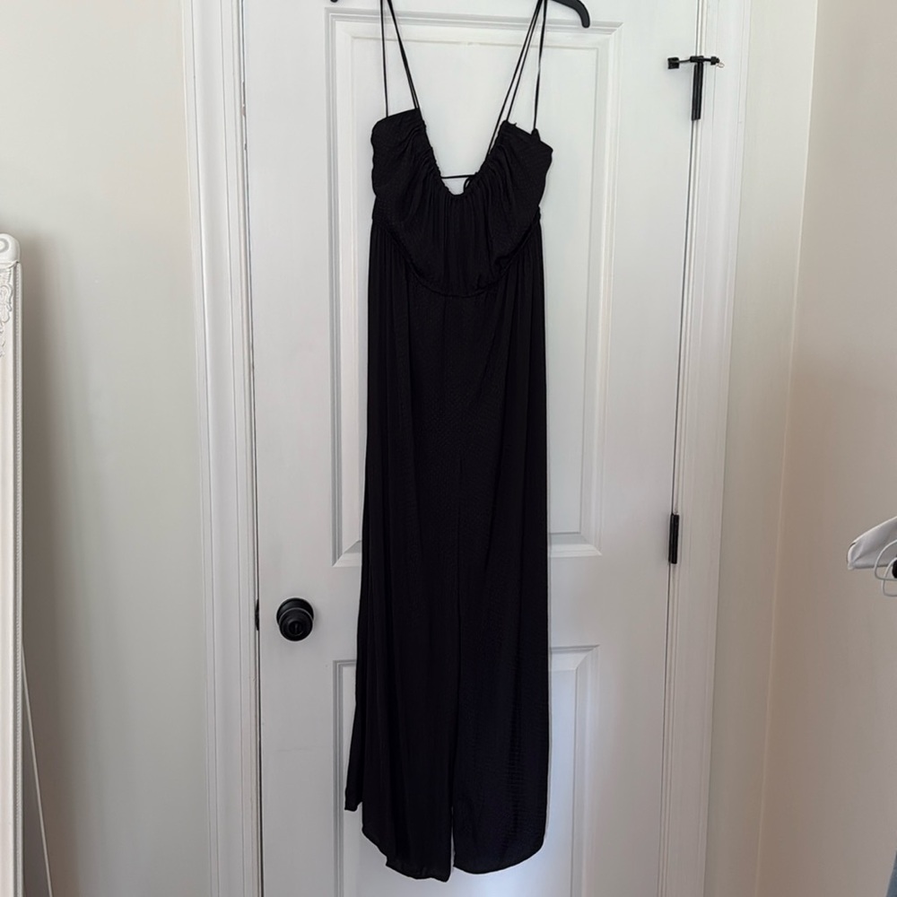 Jumpsuit with tie back and sides